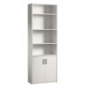 Traditional 5 Shelf Bookcase with Doors in White or Black