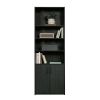 Traditional 5 Shelf Bookcase with Doors in White or Black