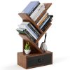 5-Tier Floor Standing Tree Bookcase with Drawer, Brown or Beige