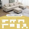 Comfortable Corduroy Sectional Sofa  U-Shaped Modular Sofa/Bed, Beige/Gray