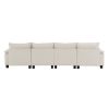 Comfortable Corduroy Sectional Sofa  U-Shaped Modular Sofa/Bed, Beige/Gray