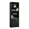 Traditional 5 Shelf Bookcase with Doors in White or Black