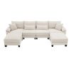 Comfortable Corduroy Sectional Sofa  U-Shaped Modular Sofa/Bed, Beige/Gray