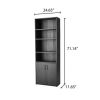 Traditional 5 Shelf Bookcase with Doors in White or Black