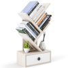 5-Tier Floor Standing Tree Bookcase with Drawer, Brown or Beige