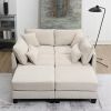 Comfortable Corduroy Sectional Sofa  U-Shaped Modular Sofa/Bed, Beige/Gray