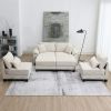 Comfortable Corduroy Sectional Sofa  U-Shaped Modular Sofa/Bed, Beige/Gray