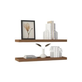 Ecco 31.5" Wide Floating Shelves 2 in Gray, Brown or Black (Color: Brown)