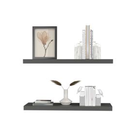 Ecco 31.5" Wide Floating Shelves 2 in Gray, Brown or Black (Color: Gray)