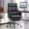 Executive PU Leather Ergonomic Office Chair with Footrest, Brown/Black/White