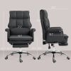 Executive PU Leather Ergonomic Office Chair with Footrest, Brown/Black/White