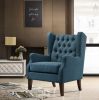 Irwin 29.5" Linen Button-Tufted Wingback Chair - Blue or Beige