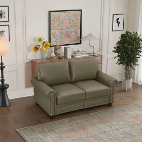 Living Room Sofa Loveseat or Chair Taupe Faux Leather (Seating Size: Love Seat)