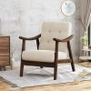 Mid-Century Modern Tufted Accent Chair with Beige or Dark Gray Upholstery