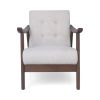 Mid-Century Modern Tufted Accent Chair with Beige or Dark Gray Upholstery