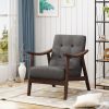 Mid-Century Modern Tufted Accent Chair with Beige or Dark Gray Upholstery