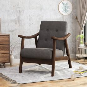 Mid-Century Modern Tufted Accent Chair with Beige or Dark Gray Upholstery (Color: Dark Gray)