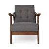 Mid-Century Modern Tufted Accent Chair with Beige or Dark Gray Upholstery