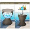 Bar Table Patio Rattan Cooler With Adjust Ice Bucket 8 Gallon