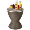 Bar Table Patio Rattan Cooler With Adjust Ice Bucket 8 Gallon