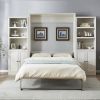 Full Size Murphy Wall Bed With 2 Storage Cabinets, White or Brown