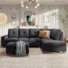 Reversible Sectional Sofa with Storage Ottoman Lt.Gray / Dk. Gray