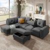 Reversible Sectional Sofa with Storage Ottoman Lt.Gray / Dk. Gray